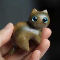 Mini Adornos De Gato Lindo Figuras De Madera Carved a Mano Para Escritorio Decoración Estilo Pastoral Tema Animal Sin Personalizar - details 4