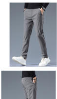 Pantalones Casuales Para Hombre Primavera Otoño 2025 Nuevo Ajustados De Cintura Elástica Color Sólido Negocios Pantalones Talla Media - details 11
