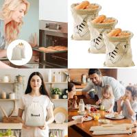 3PCS Bread Bag,Bread Bags,Bread Bags for Homemade Bread,Unbleached Natural Linen Reusable Food Storage for Homemade Artisan Bread with Drawstring - details 3