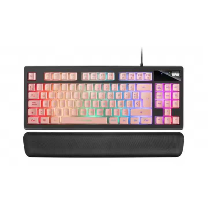 Mars Gaming - MKAXPES Teclado Compacto TKL H-Mech, Iluminación RGB 9 Efectos, Reposamuñecas Gel, Rosa, Idioma Español MKAXPES - 1