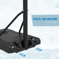 SPORTNOW Canasta de Baloncesto de Exterior con Altura Ajustable 235-264 cm Aro de Baloncesto con Soporte Canasta de Baloncesto con Ruedas Base Rellenable Negro - details 3