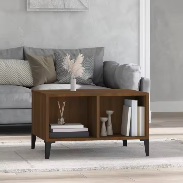 vidaXL Mesa de centro madera contrachapada marrón roble 60x50x36,5 cm - 1