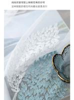 Cortina De Tule Bordada Con Hojas Azul Y Blanco Arboles Doble Ventana Para Sala De Estar Dormitorio Balcones Ventanas Bayas - details 4