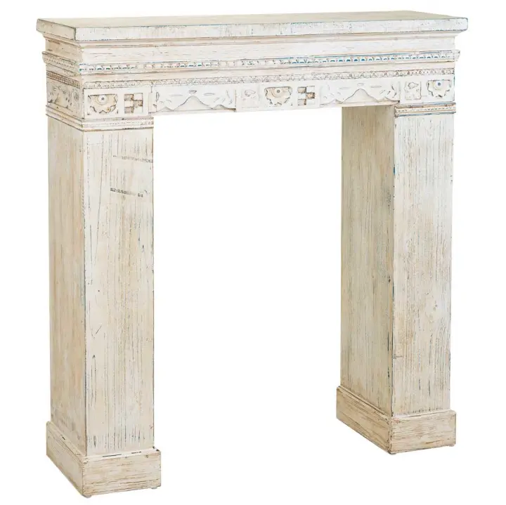 Marco de chimenea de madera blanco 100x30x110 - 1