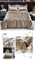 Juego De Cama De Lujo En Seda De Hielo Con Fundas De Almohada Y Funda De Edredón Satinado Textil Doméstico De Alta Gama Color Sólido - details 15