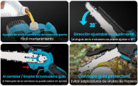 Sierra eléctrica sin escobillas de 8 pulgadas, Motosierra eléctrica engrasador automático, Motosierra de mano para poda de jardín, Herramienta para carpintería con 2 baterías 2000 mah - details 2