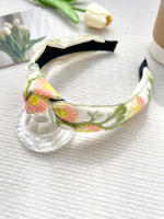 Diadema Bohemia Vintage De Punto Rosa Con Estampado Floral Ancha Para Mujeres Y Niñas Accesorio De Cabello Étnico Estilo Casual - details 5