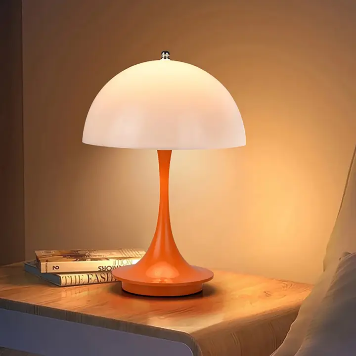 Lámpara De Mesa Portátil LED En Forma De Setas Con Luz Nocturna Táctil Recargable USB 3 Colores Ajustables Para Hotel Y Dormitorio - 1