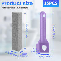 15Pcs Piedra De Pumice Limpiador De Inodoro Con Mango Desmontable Herramientas De Limpieza Para Baño Y Cocina Material Microfibra - details 1