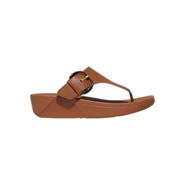 Fitflop LULU Resin-Buckle Leather Toe-Post Tan - 1