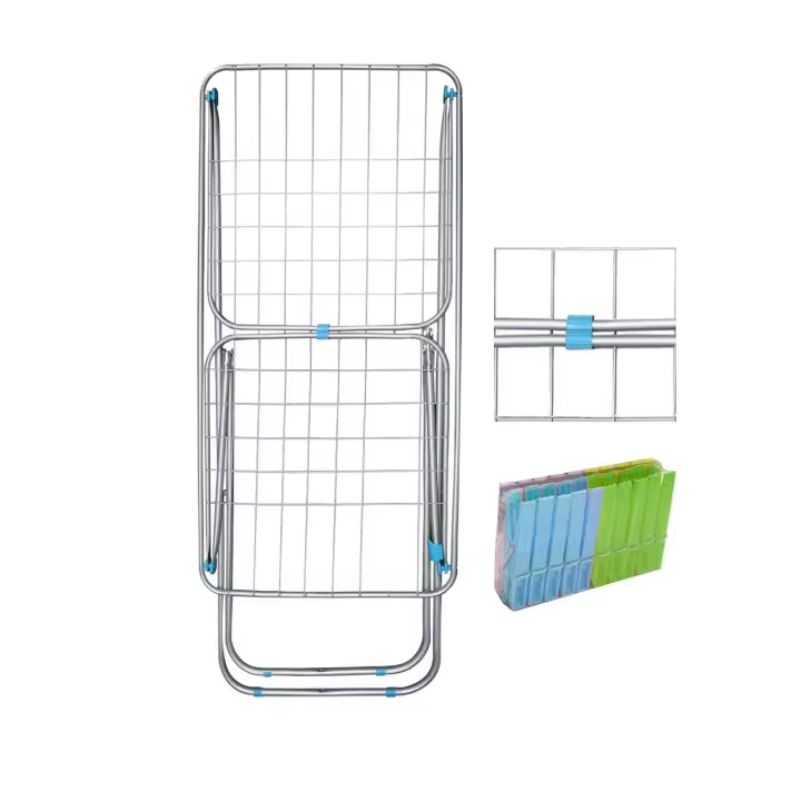 JARDIN202 - Tendedero metálico plegable con alas | Superficie 19 m | Incluye 20 Pinzas 182 x 56 x 107 cm - 1