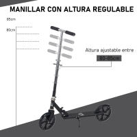HOMCOM Patinete Plegable para Niños de 7-14 Años Scooter Infantil Manillar Ajustable en Altura de 4 Niveles con Freno 88x37x75-100 cm - details 4