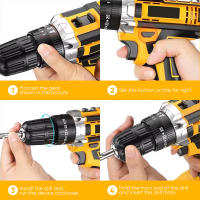 Juego de Taladro Atornillador Inalambrico 18V 23 Piezas con Portabrocas Sin Llave de 38 Pulgada 25+3 Par de Apriete 45Nm Luz de Trabajo 1800 RPM Taladro Recargable Bateria 1500mAh*5 Kit para Bricolaje Domestico - details 3