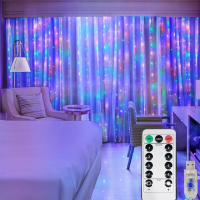 Luces LED Para Cortina Con Control Remoto Y Alimentación USB Decoración Navideña Y Año Nuevo Luz Faeira Para Ventana - details 8