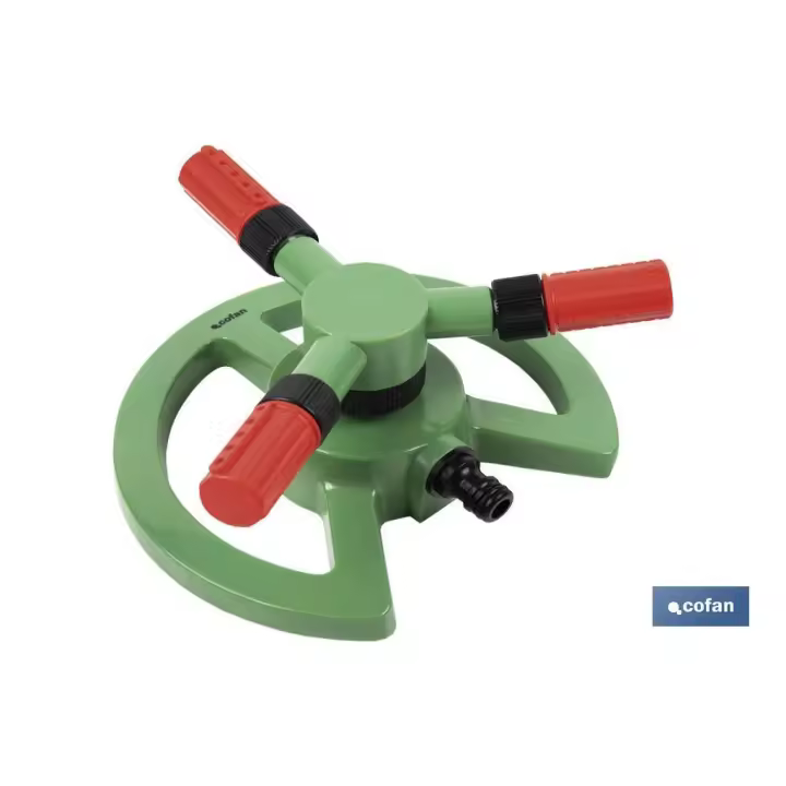 Cofan Aspersor Rotacional de 3 Brazos con Base Estática para Jardines y Huertos - 1