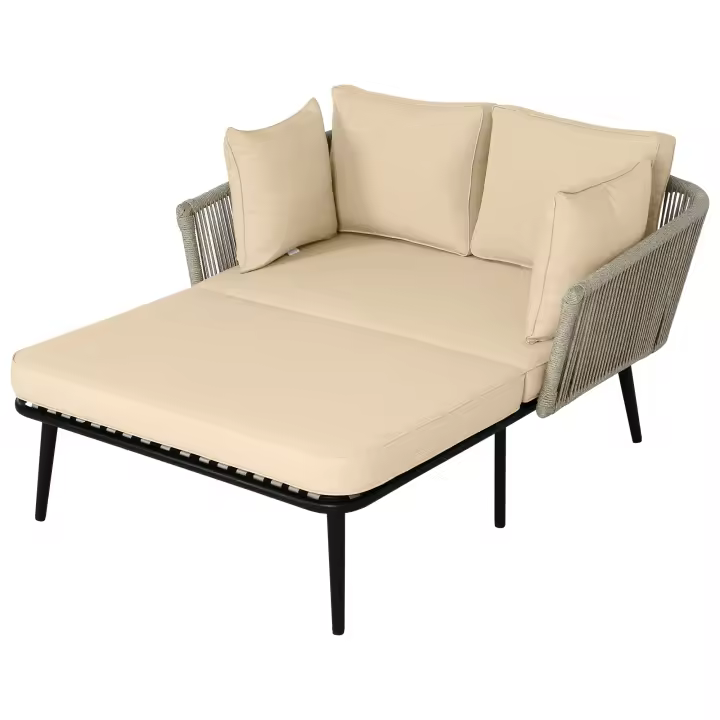 Sofá de Jardín Con 2 cojines y 2 cojines, sillona de exterior, tumbona de Jardín, Conjunto de muebles de balcón, muebles de salón, muebles de Terraza, cojines desfundables y lavables - 1