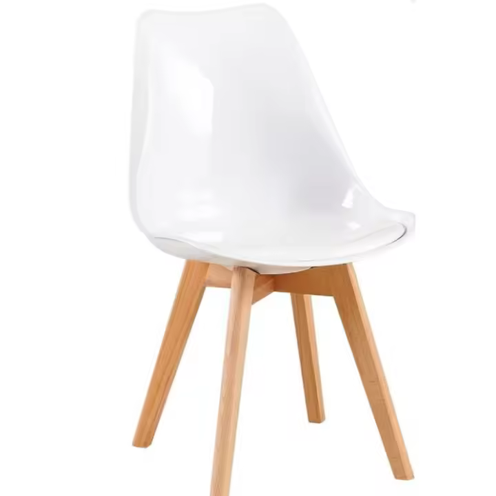 ORION91 Silla DRACO Blanco Brillo Piel Sintética Acolchado Blanco Patas Madera de Haya 83x50x56cm Comedor Oficina Salón Teletrabajo Cocina - SpazioLuzio - 1