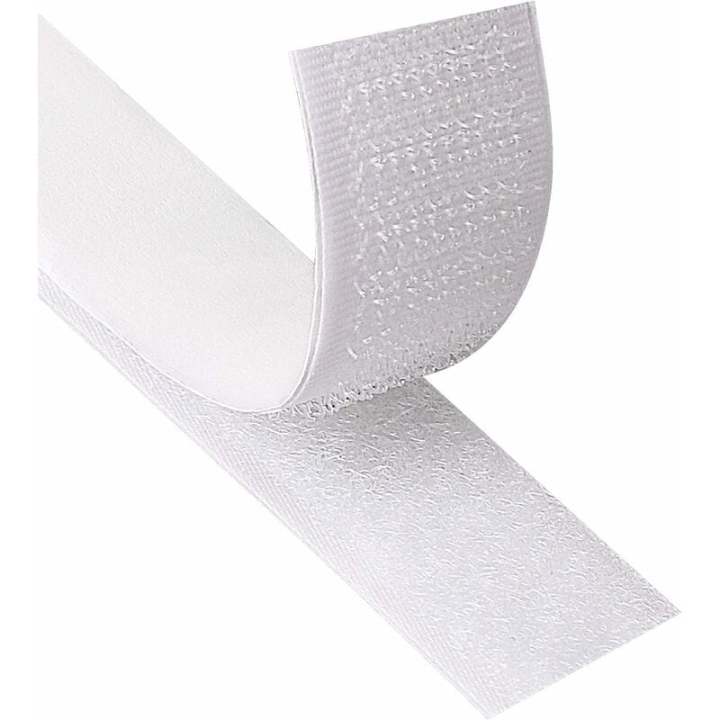 TK RICEEL Cinta adhesiva variada, cinta de velcro autoadhesiva súper fuerte de 5/8/10 m, adhesivo de doble cara con cinta de velcro de 20 mm de ancho y gancho con cinta adhesiva fuerte (blanca) Juego de dos rollos (bucle y gancho)