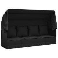 vidaXL Sofá tumbona de jardín con toldo cojines ratán sintético Negro y crema, Marrón y crema, Gris Sillas de Exterior Ideal para jardín, playa, piscina, terraza Tumbona Piscina Tumbonas Playa Tumbonas Jardín Exterior - details 1