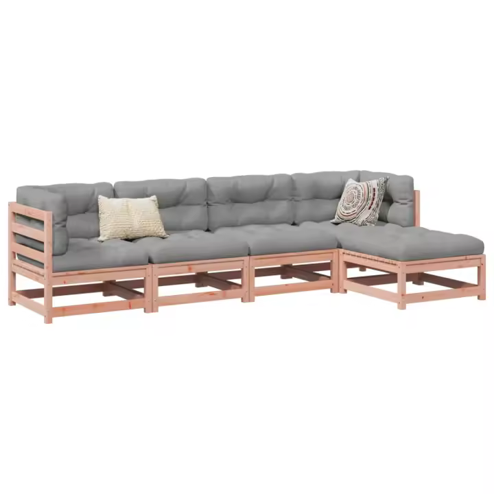 vidaXL Set de sofás jardín 5 pzas con cojines madera abeto Douglas - 1