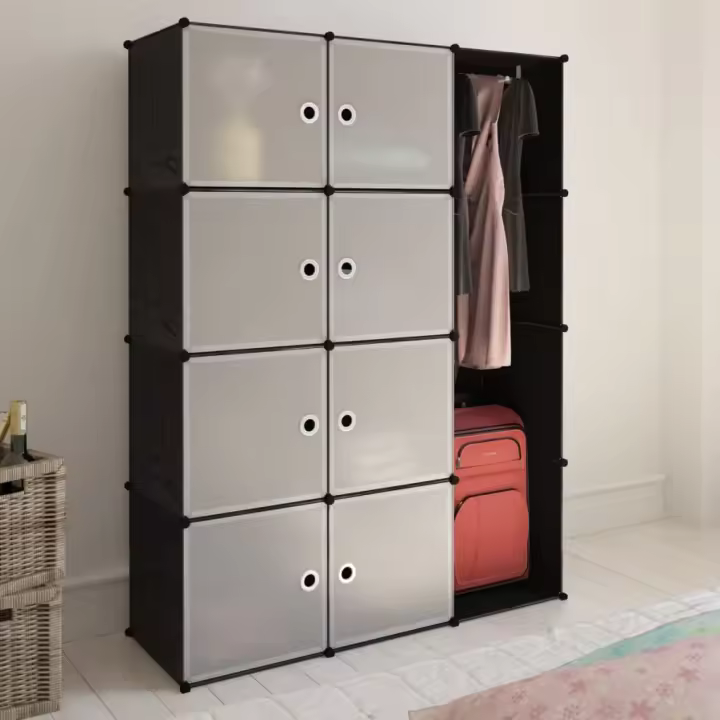vidaXl Armario modular 9 compartimentos negro y blanco 109x36,5x143 cm - 1