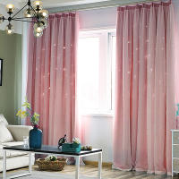 Cortinas De Ventana Doble Capa Para Niñas Y Niños Con Estilo Nórdico Estrella Negra Acolchadas Para Dormitorio Decoración De Puerta - details 1