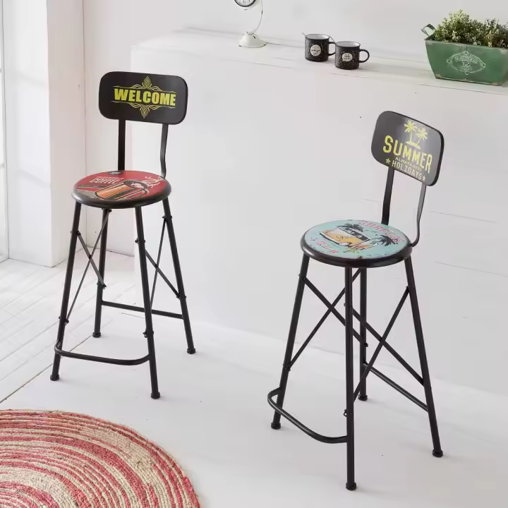 Taburete Alto De Metal Rojo, El mejor complemento para tu hogar - 1