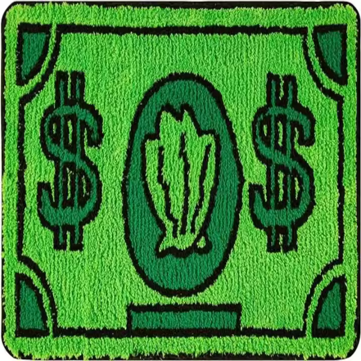 Alfombra De Pie Con Dibujos De Dólares Vikama En Color Verde Antideslizante Para Dormitorio Y Sala De Estar Estilo Europeo Y Americano Tejida Mecánicamente De Poliéster - 1