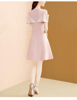 Vestido EVNISI De Verano Para Mujer Elegante Con Lazo Y Manga Mariposa Slim Para Oficina Vestido A-lineado De Color Rosa Dulce Con Cuello Redondo Y Cierre De Cremallera - details 10