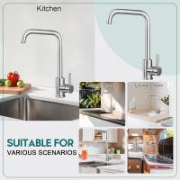 BIT Grifo Cocina Giratorio de 360°, Grifos Cocina Fregadero Monomando Acero Inoxidable SUS304 con Aireador, L-Form Alta Presión Universal, Mezclador de Fregadero Cocina Cepillado - details 7