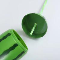 Botella De Agua Con Pajita De Plástico Multicolor Fruta De Dibujos Animados Regalo Sandía Limón Fresa Piña Deporte Y Salud - details 26