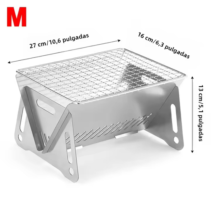 Horno De Acero Inoxidable Para Barbacoa Portátil Estufa De Camping Plegable Con Soporte Para Leña Y Teléfono Resistente Al Fuego - 1