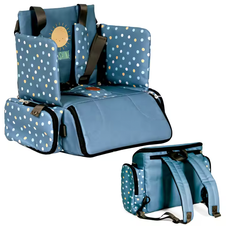 Olmitos - Asiento Elevador para Bebé 3 en 1: Asiento, mochila y bandolera -Universal Correas Ajustable - Montaje Rápido - Bolsillos Prácticos - Compacto para Viajes - Universal con Correas Ajustables - arnés 5 puntos - 1