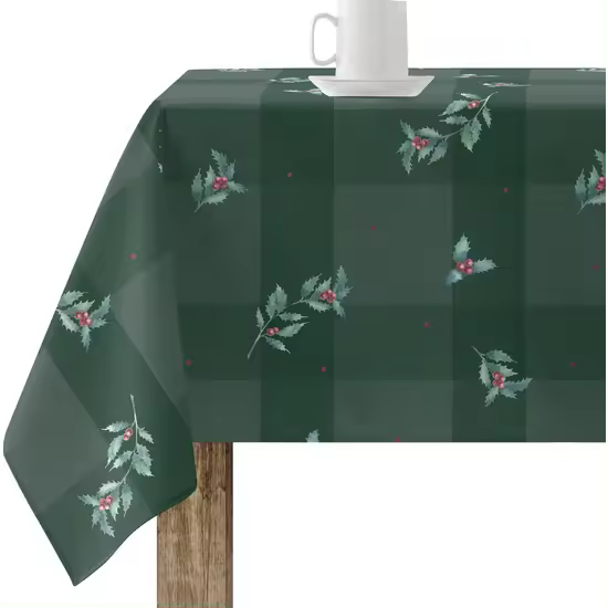 BL BELUM - Mantel navidad cm 100% algodón resinado antimanchas (tacto no plastificado) modelo Green Christmas 1 - Mantel Elegante Made By BL BELUM - Mantel No traspasan Líquidos Made Spain - 1