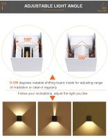 2 Piezas 12W COB LED Aplique de Pared Interior Exterior, Aplique de Aluminio Impermeable IP67, Ajustable, Luz Fría 6000K 3000K para Pasillo Escaleras Dormitorio Jardín, Negro [A +++] - details 1
