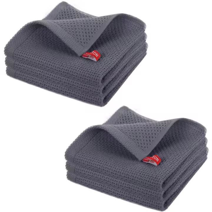 Paquete de 6 Pantalones de cocina de Algodón natural, Pantalones abrorbentes Super suave, Trapos de Lavado rápido para Lavado, Pantalones de Cocina reutilizables con tejido de gofré, 13x13 pulgadas - 1
