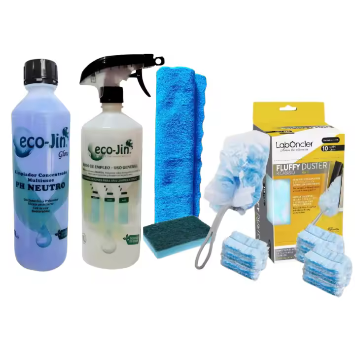 PACK ECOJIN A ELEGIR + NUEVO PLUMERO FUFFLY + 10 RECAMBIOS EXTRAS FUFFLY + BAYETA MICROFIBRA + ESTROPAJO CON ESPONJA - EL PLUMERO ATRAPAPOLVO MÁS VIRAL. Atrapa el polvo de una manera óptima y sin esfuerzo, gracias a su efecto electrostático LABONCLER - 1