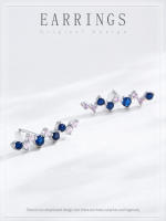 Zenyth-pendientes largos de Plata de Ley 925 para Mujer, Aretes curvados trenzados de encirita Rosa y Azul, ropa de moda para vacaciones y citas, regalo - details 0