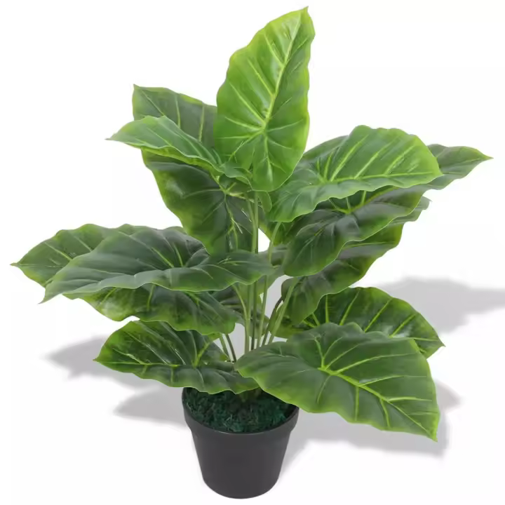 vidaXL Planta de taro artificial con macetero verde 45 cm - 1