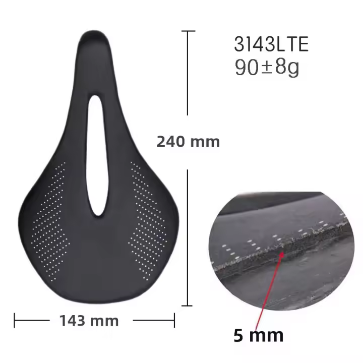 Sillín De Bicicleta De Fibra De Carbono Elitaone Ultraligero De 115g Asiento De Cuero Para Montaña Y Carretera 31A Unisex - 1