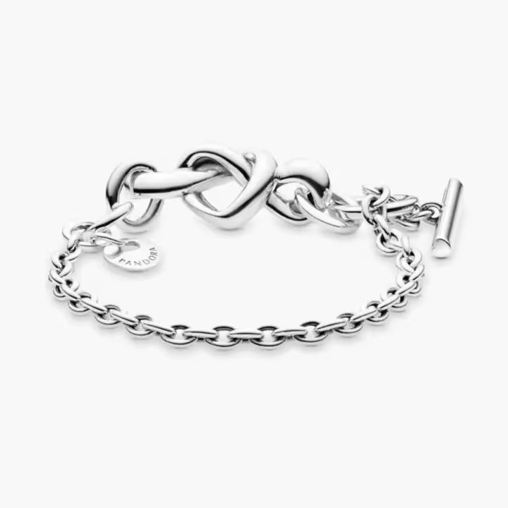 PANDORA Pulsera de plata esterlina en T de anudado, 6.3 pulgadas, con caja de regalo, No es una piedra preciosa - 1