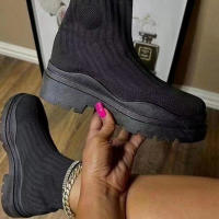 SP Botas de Mujer, calcetines, BOTAS de otoño 22, Nuevas, de gran tamaño, Caramelo, de Alta elasticidad, Vestido Volador, transpirables, De Tubo Short, de Fondo Grueso, botas de Mujer. - details 5
