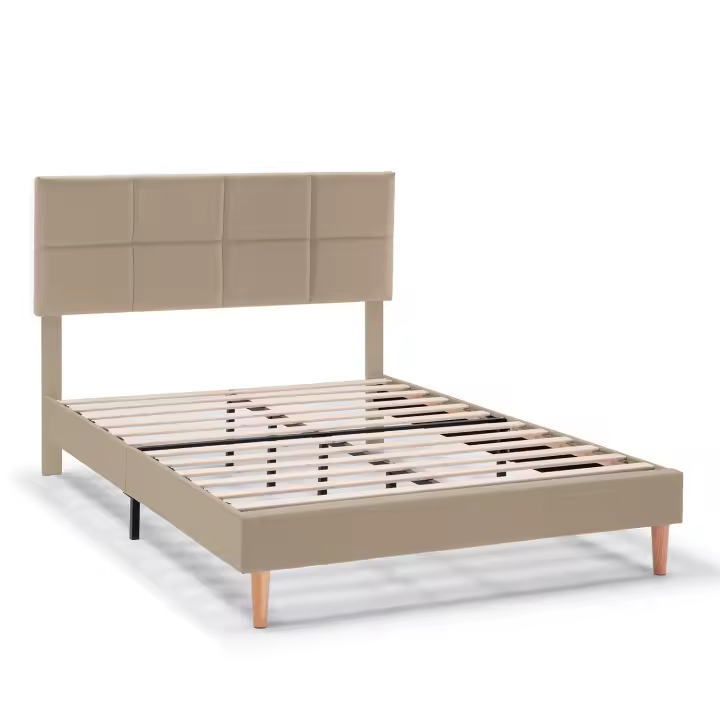VS Venta-Stock Estructura de cama tapizada Silvi de 30 cm Beige - 1
