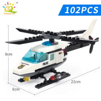 Bloques De Construcción HUIQIBAO Estación De Policía De La Ciudad Con Camión De Prisión Helicóptero Barco Y Policiales Juguete Para Niños - details 14