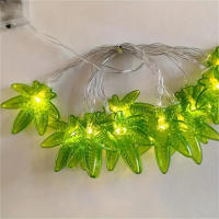 Cadena De Luces LED De Hojas Verdes 1.5M/3M Iluminación Ambiental Batería Alimentada Para Decoración De Dormitorio Casa Y Courtyard - details 1