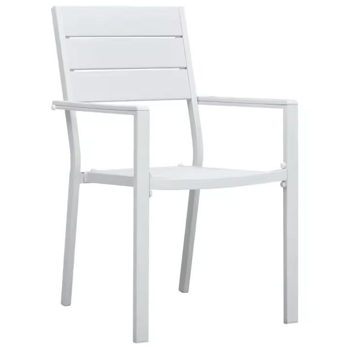Sillas de Jardín 4 Unidades HDPE aspecto de Madera Blanco - 1