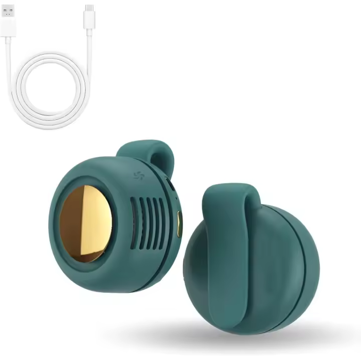 Mini ventilador eléctrico portátil silencioso sin aspas, ajustable en 3 velocidades, ultra silencioso, portátil, USB con abrazadera de 360° para oficina, dormitorio y viajes (verde) - 1