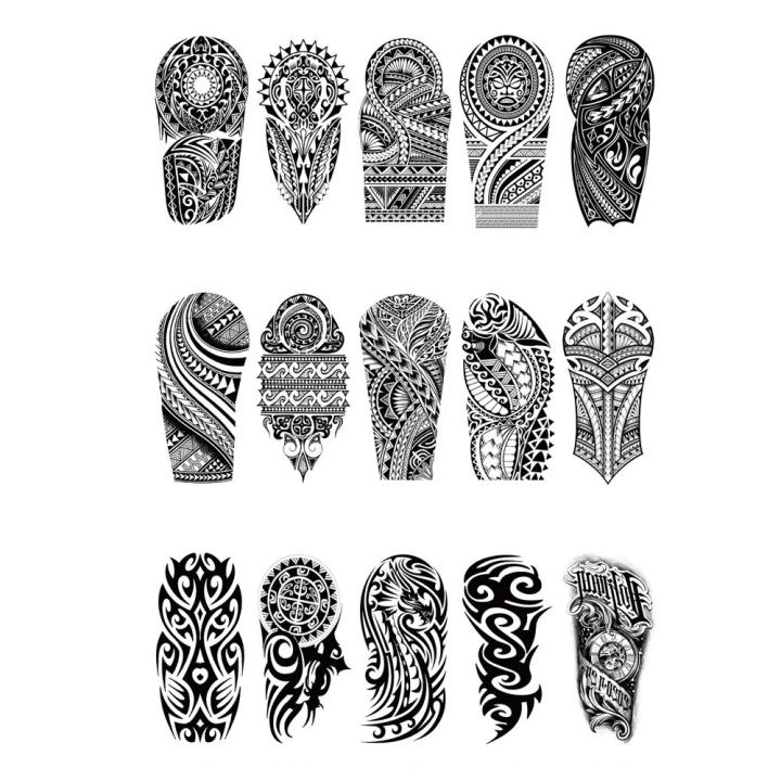 5pcs Tatuajes Temporales Impermeables Estilo Maori Robot Soldado Totem Mecánico Arte Corporal Antebrazo Falso Para Hombres Y Mujeres