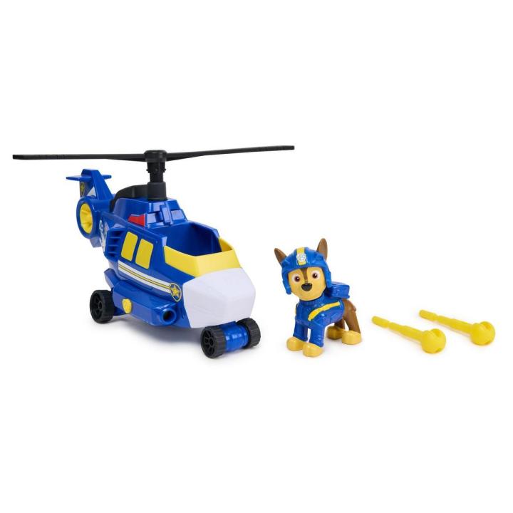 SPIN MASTER - PATRULLA CANINA - PACK FIGURA CHASE AIR RESCUE Y HELICÓPTERO LANZA PROYECTILES - Patrulla Canina Juguetes - Regalo Niño 3 años + - 6071173 - Juguetes Niños 3 años +
