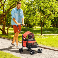 PawHut Cochecito para Mascotas Plegable Carrito para Perros y Gatos con Ventanas de Malla Cojín Lavable Correas de Seguridad Cubierta de Tela Oxford y Marco de Acero 82x47x97 cm - details 1